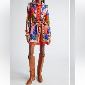 Farm Rio Surreal Scarf Print Shirt Dress